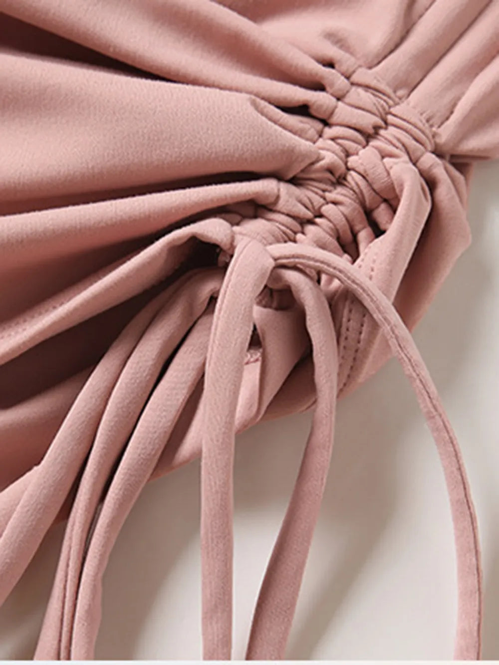 drawstring round neck active tee fabric detail