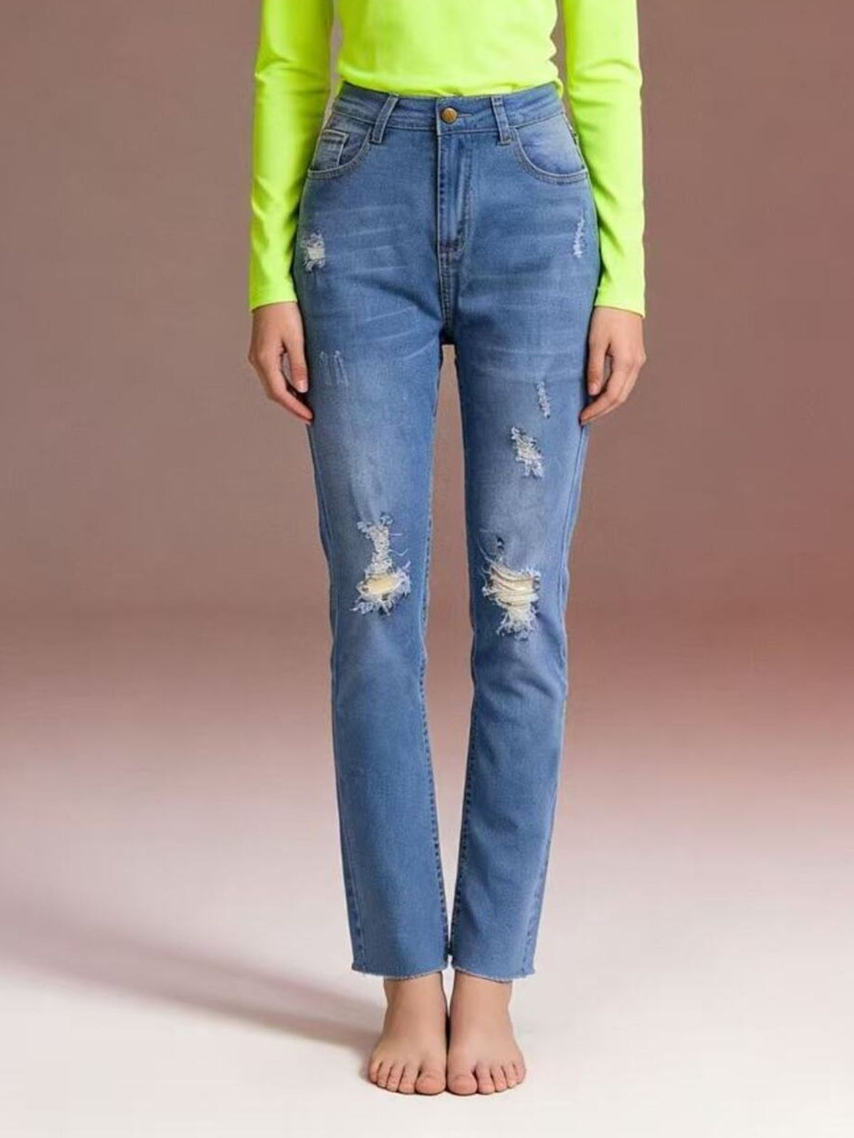High Waist Distressed Jeans, view 12