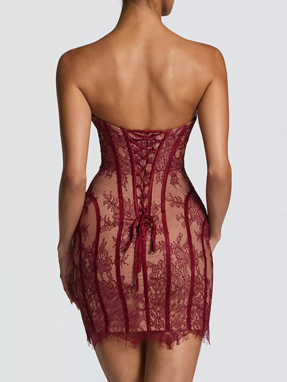 Lace Detail Tube Mini Dress side view