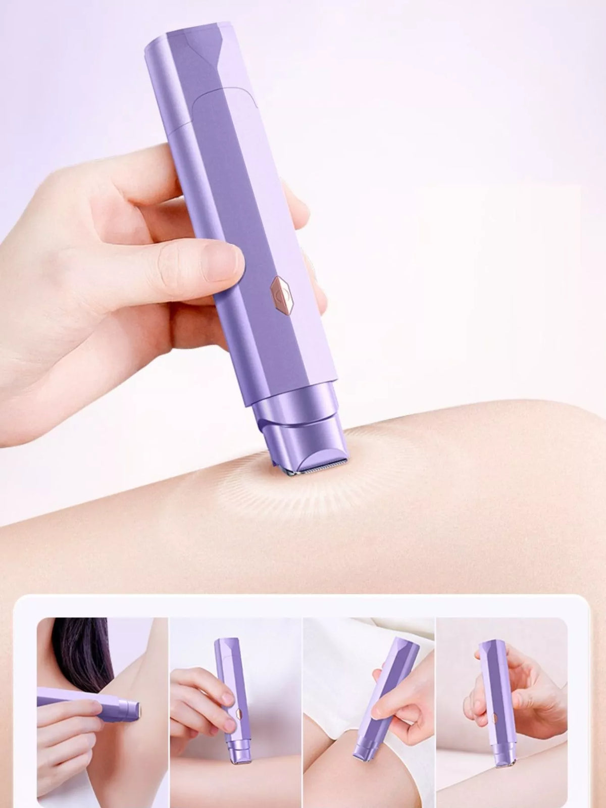 Epilator being used on leg