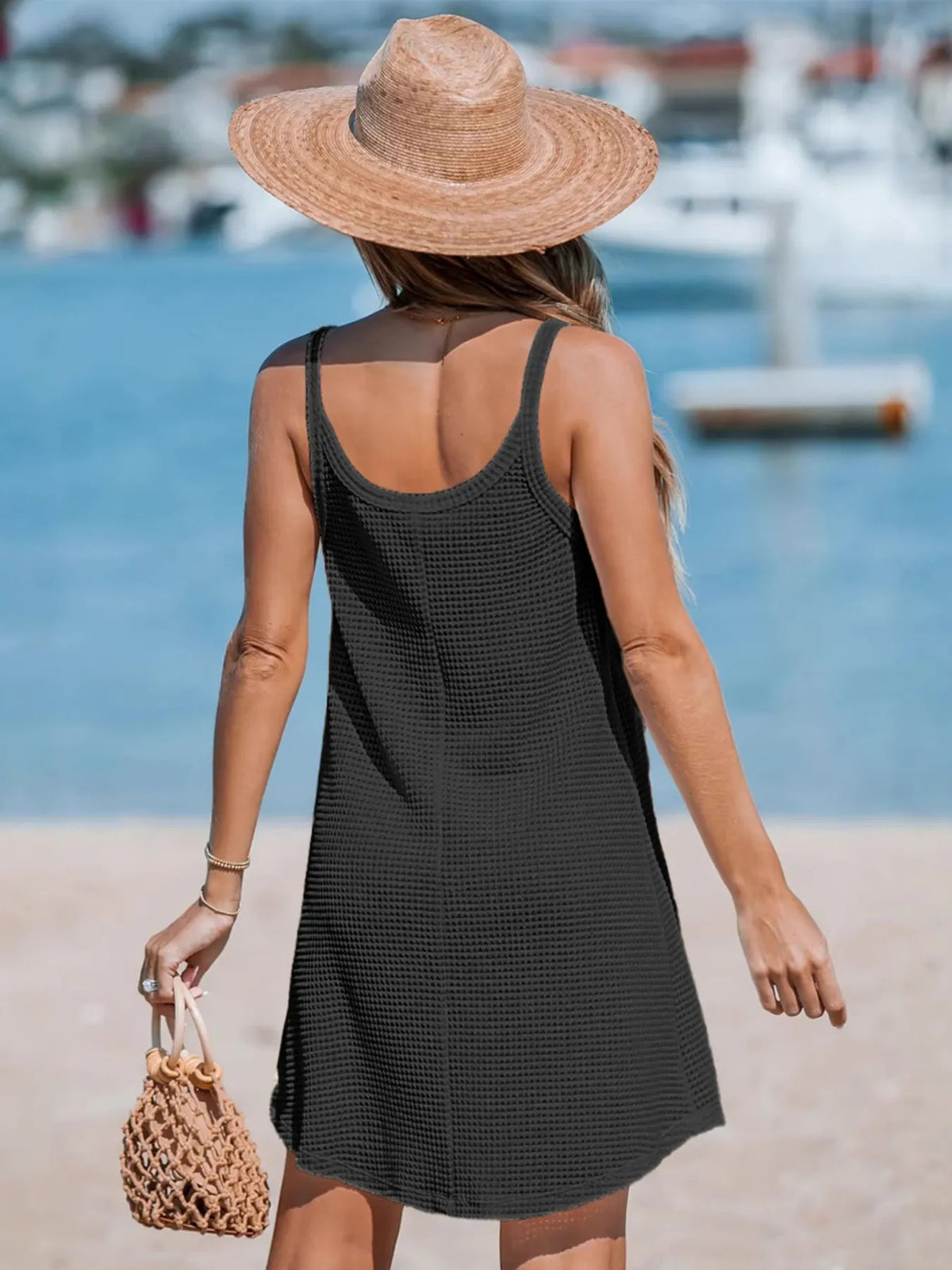 Scoop neck cami dress texture detail