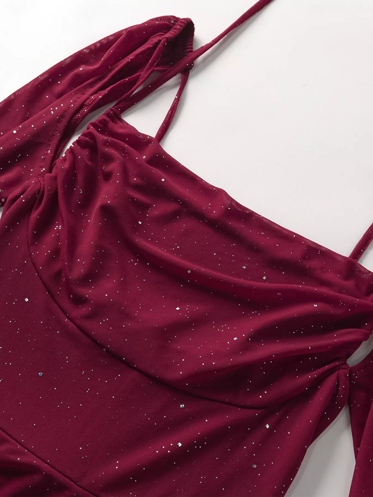 glitter slit maxi dress detail view