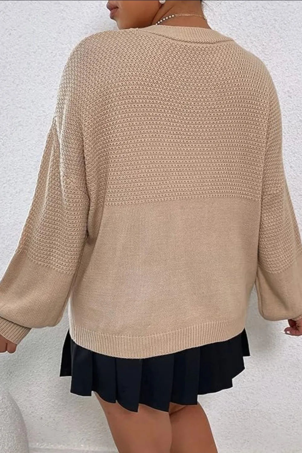 Floral Applique Drop Shoulder Open Front Cardigan - Fashorio