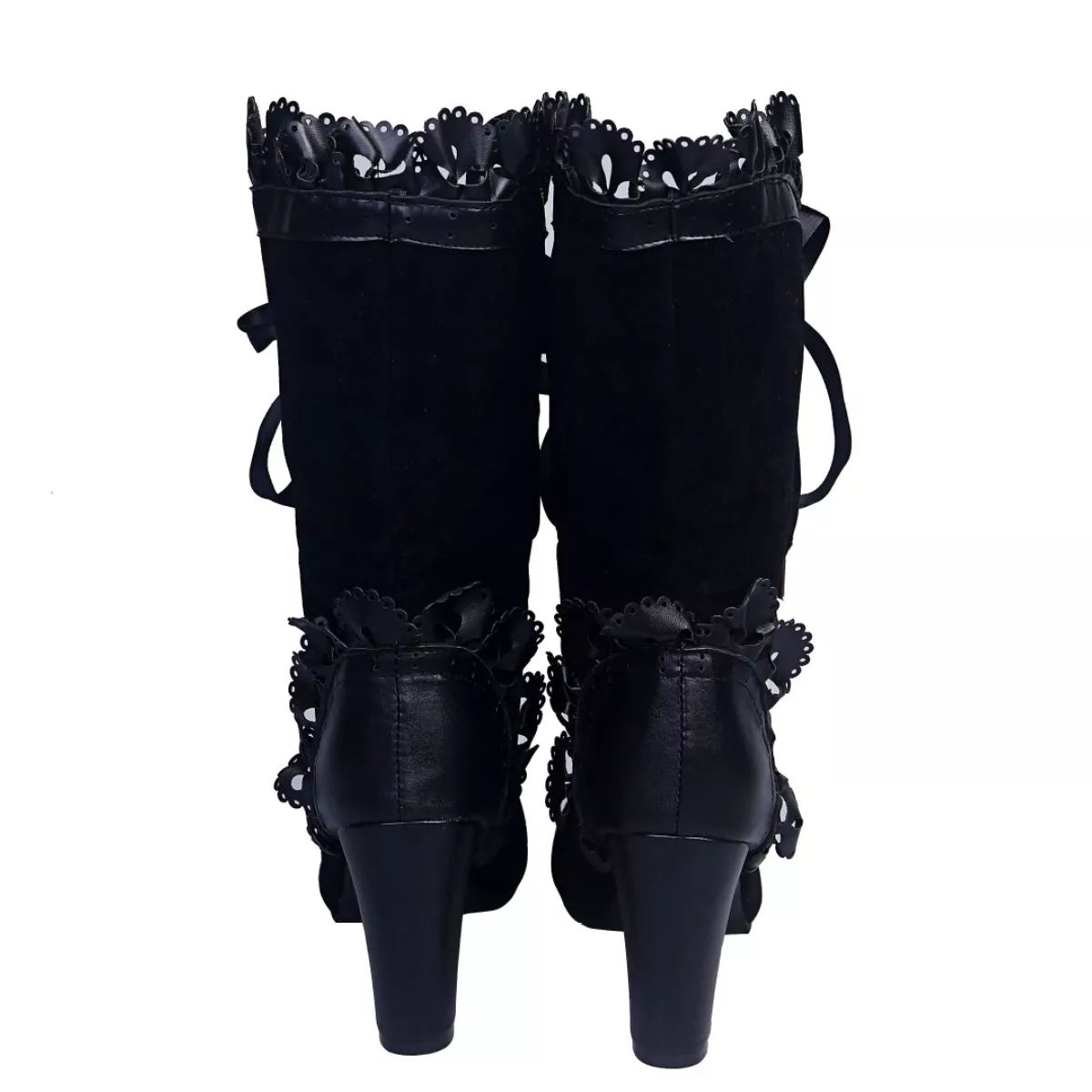 Lace Up High Heel Boots back view