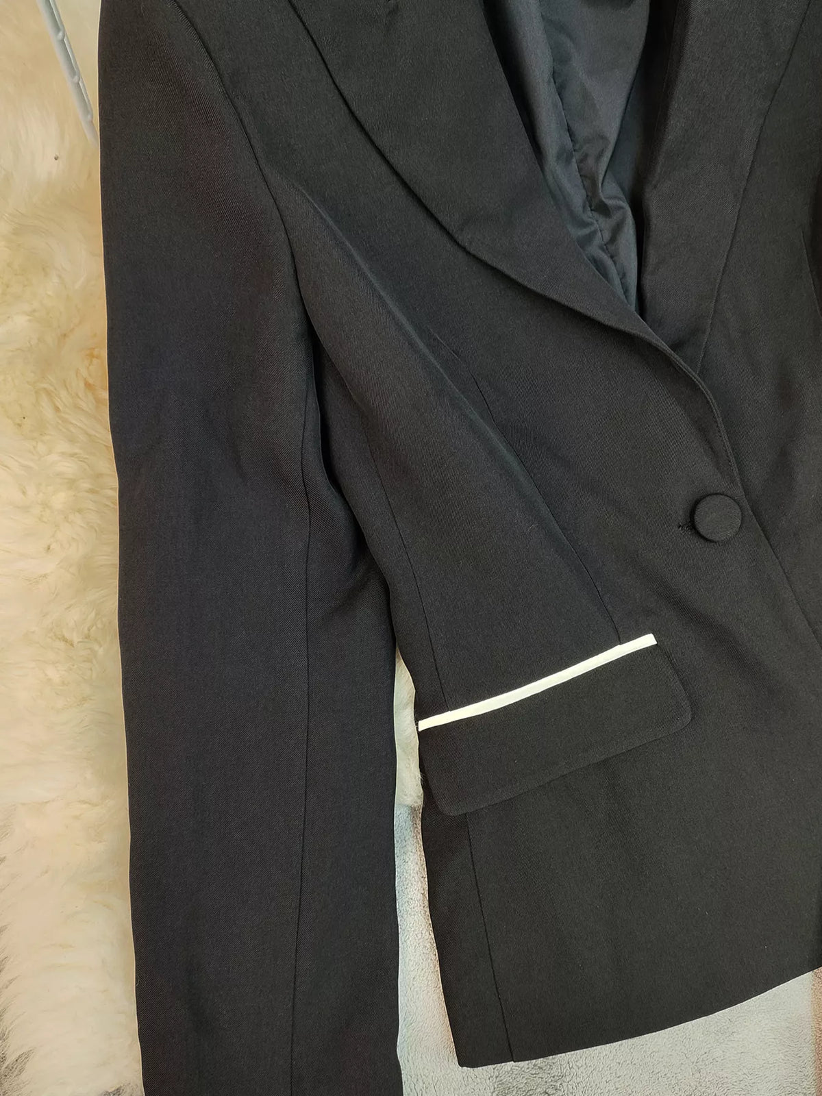 Contrast Trim Blazer and Wide Leg Pants Set, view 6