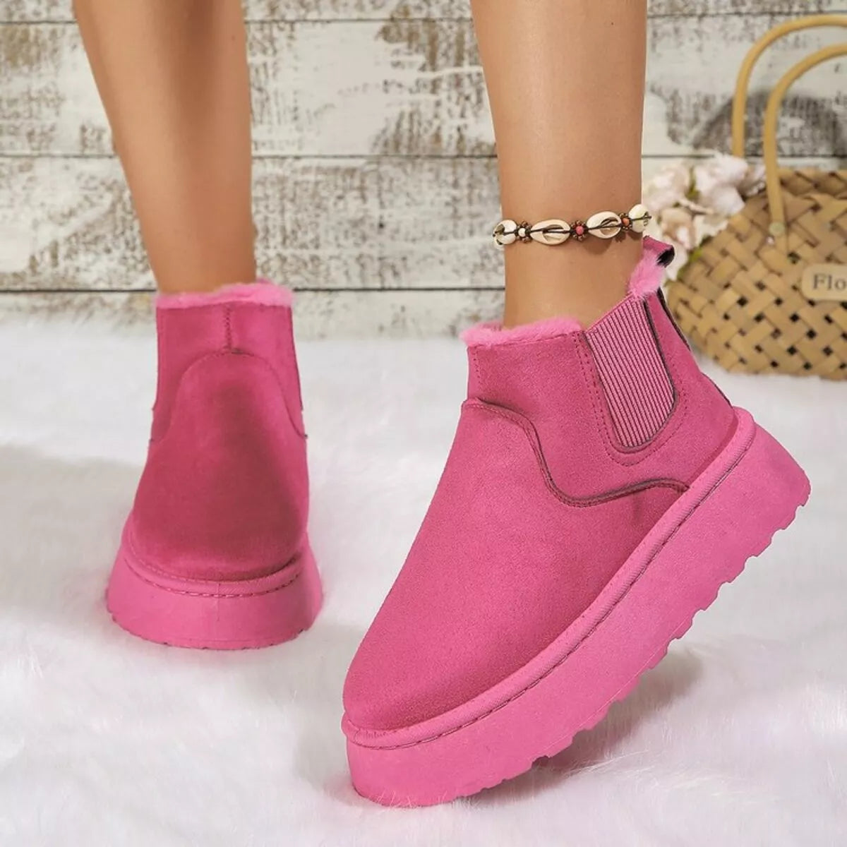 Round toe platform ankle boots zip detail