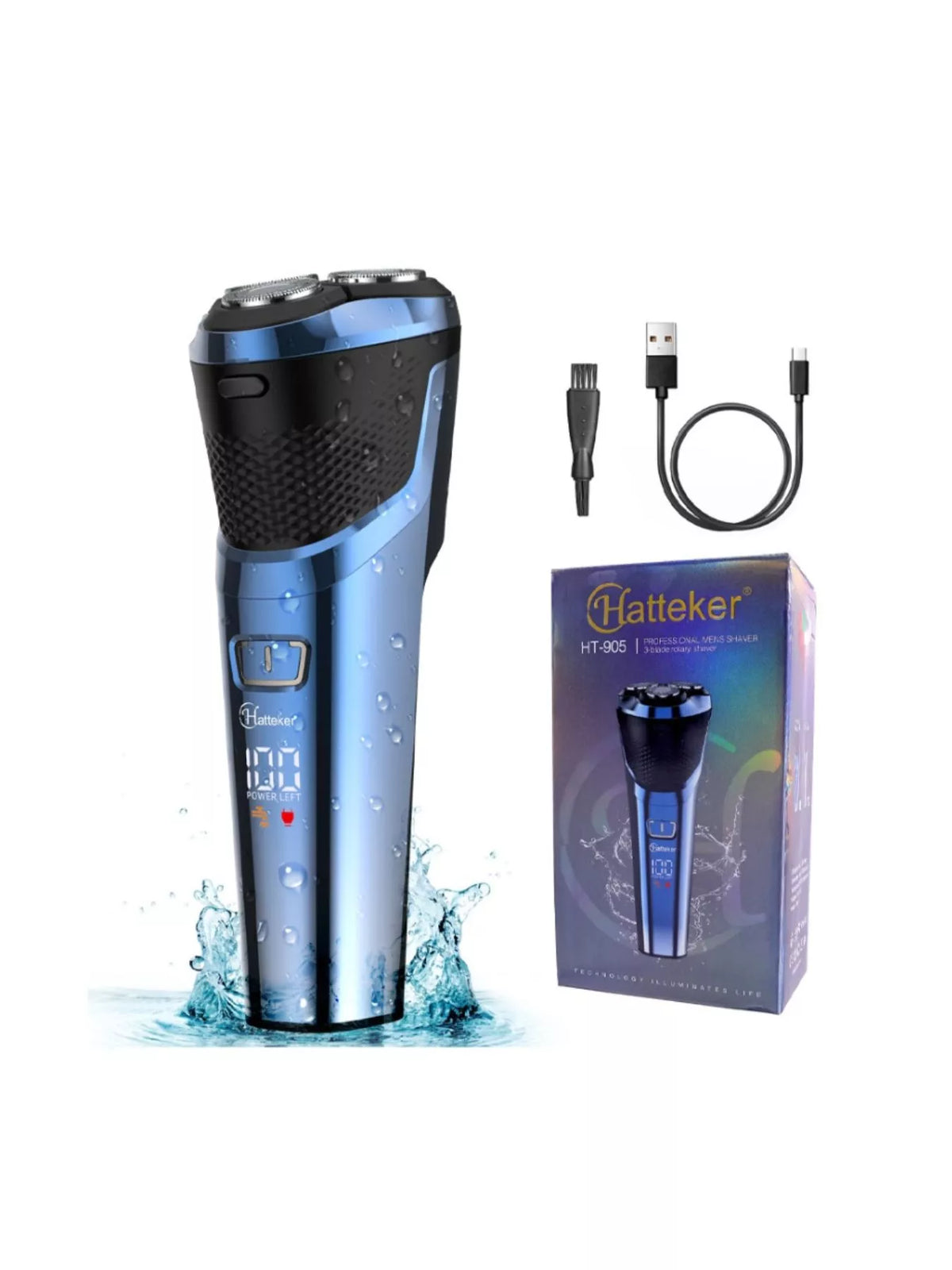 Rotary shaver with cleaning brush