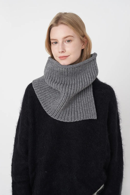 Slit Pullover Knit Scarf Dark Gray One Size - Fashorio