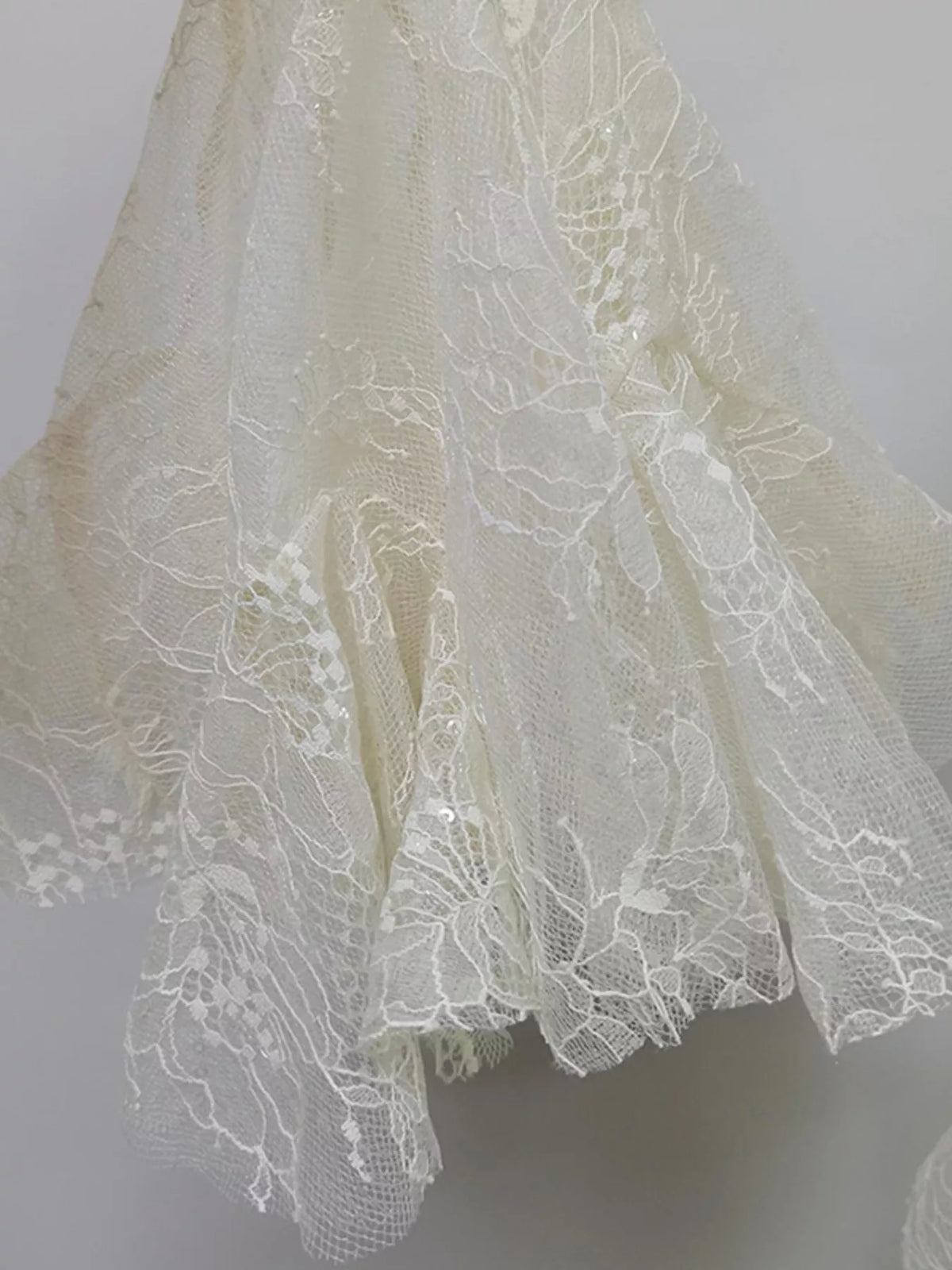 ruffled hem lace long sleeve dress movement view