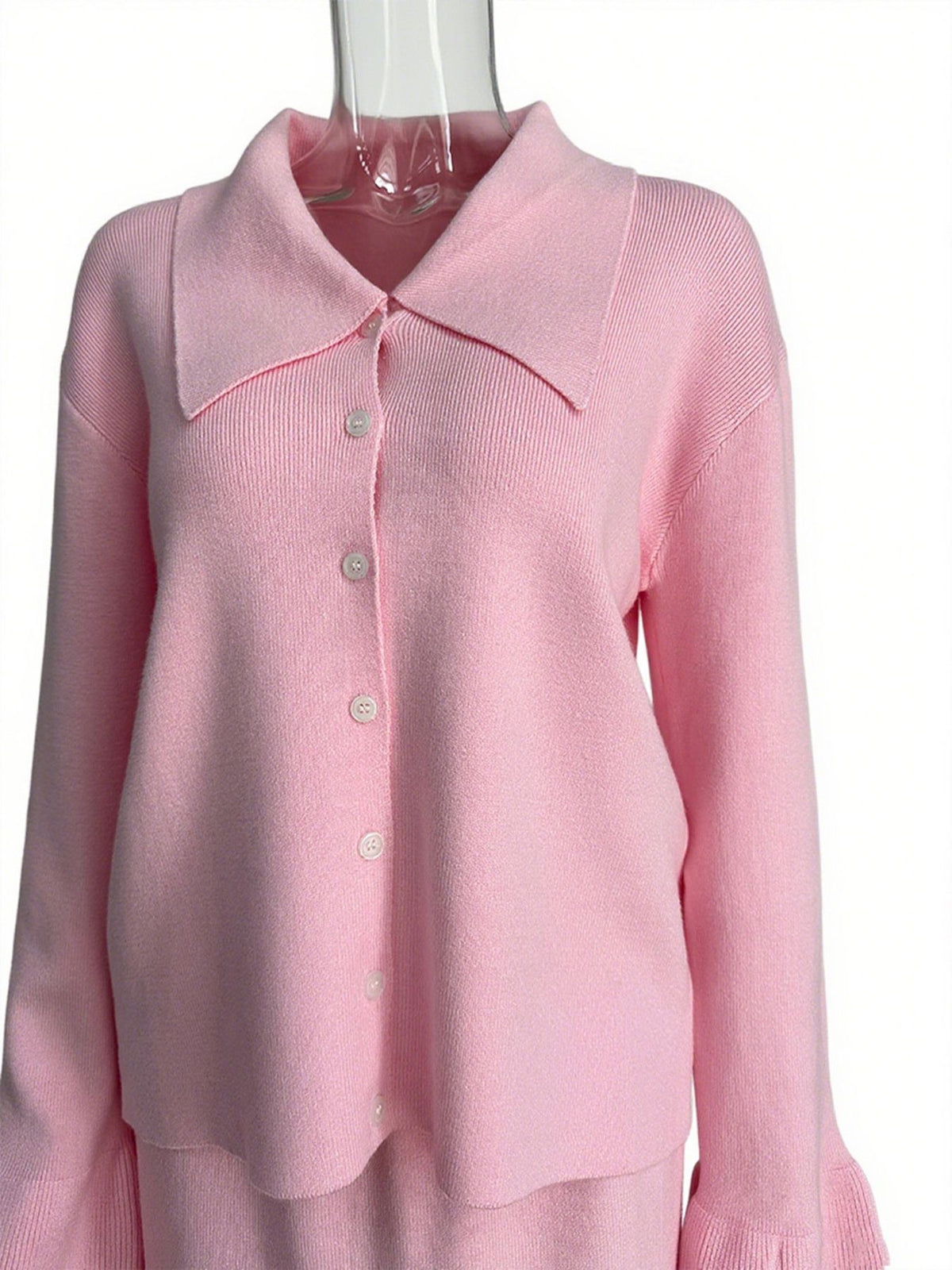 Button Down Cardigan and Skirt Knit Set, view 19