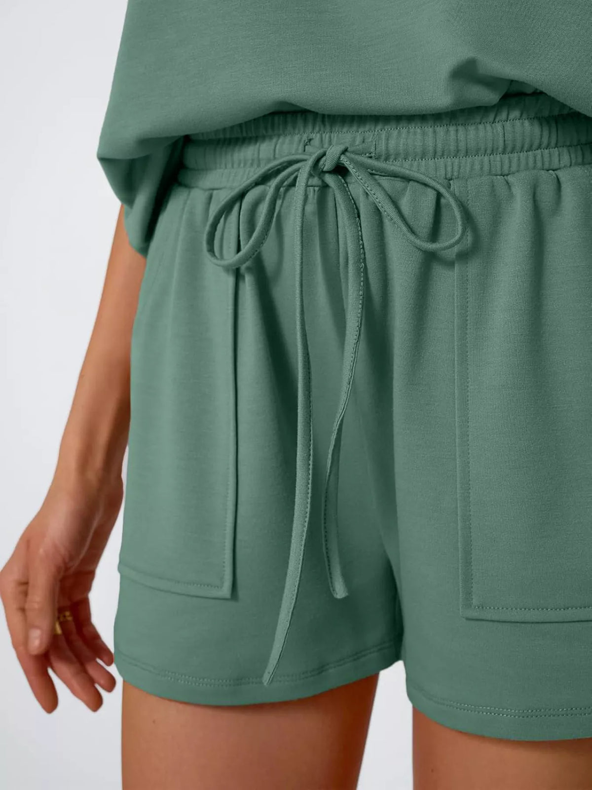 Casual Solid T-Shirt and Shorts Set, view 7