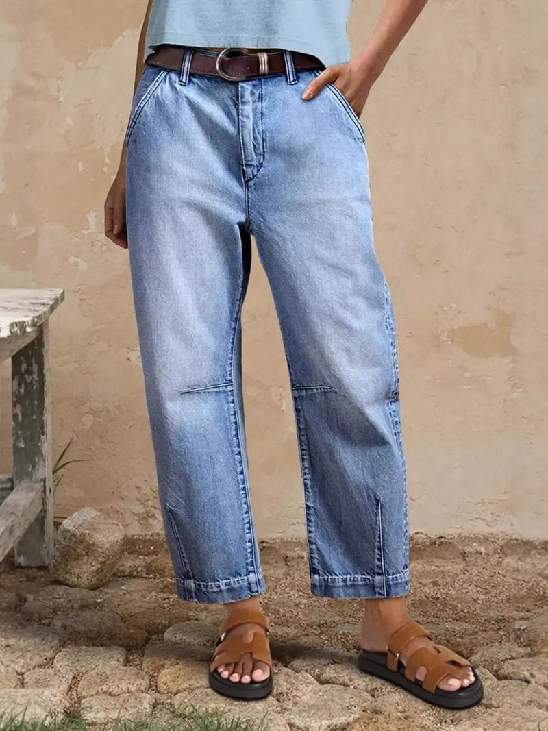 High waist relaxed fit jeans front view