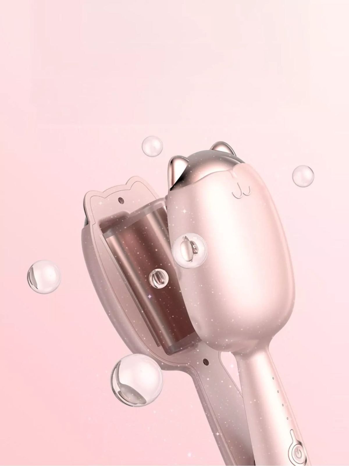 Cat shaped curling iron barrel detail