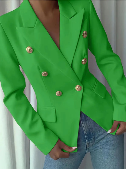 Decor Button Lapel Collar Blazer - Fashorio