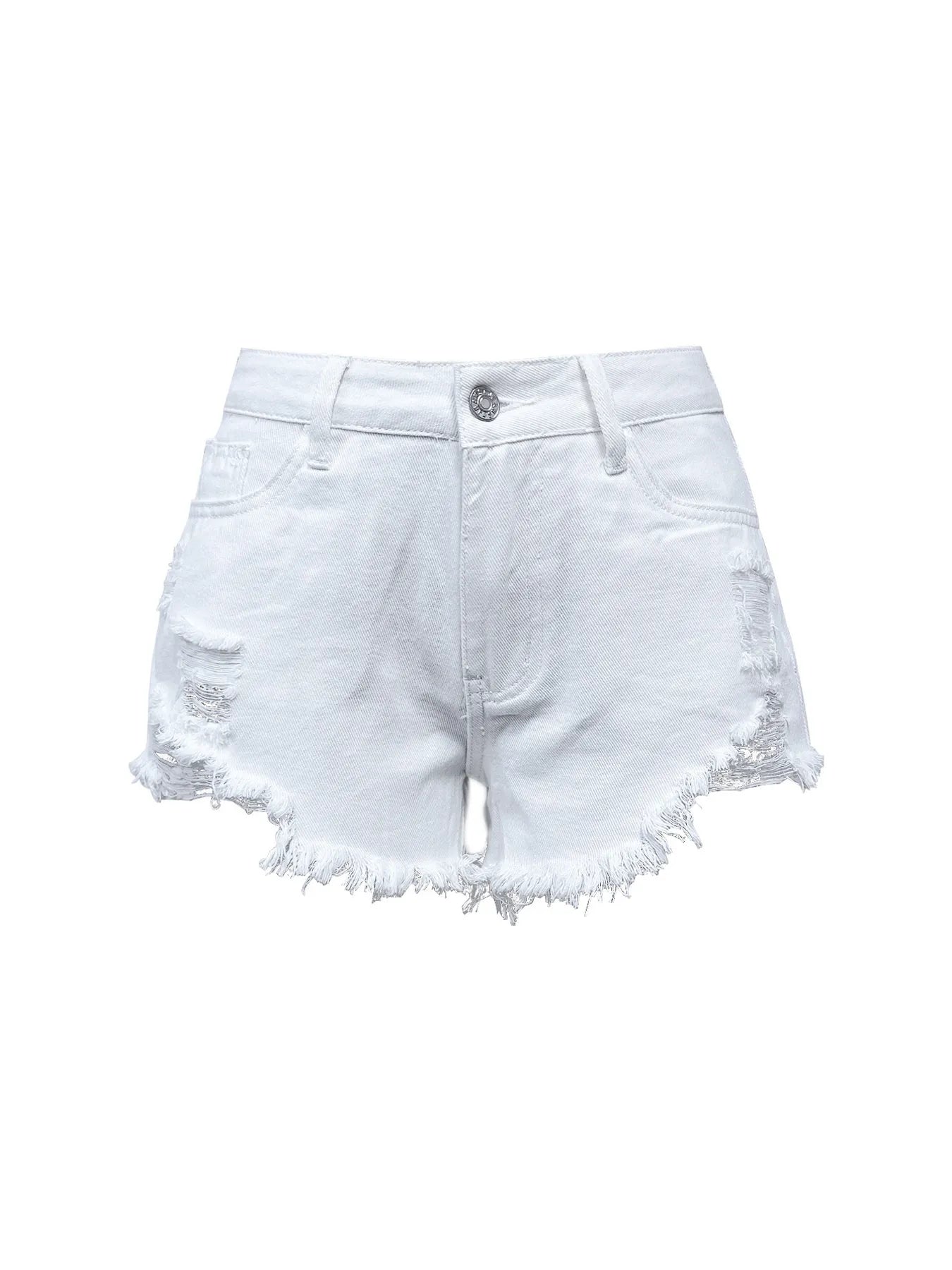 Raw Hem High Waist Denim Shorts - Fashorio