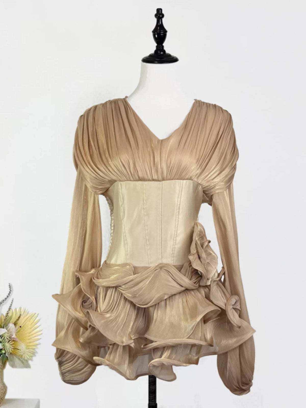 Ruffled mini dress color option front view