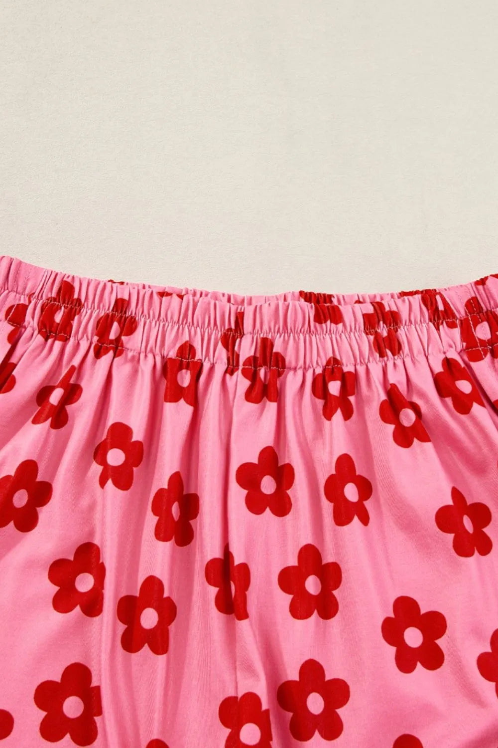 Floral Cropped Tee and Shorts Lounge Set, view 9