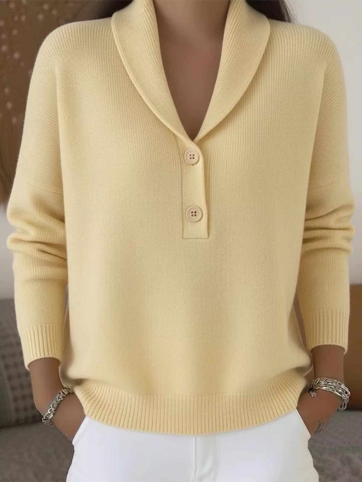 Button Detail Knit Sweater Plus Size