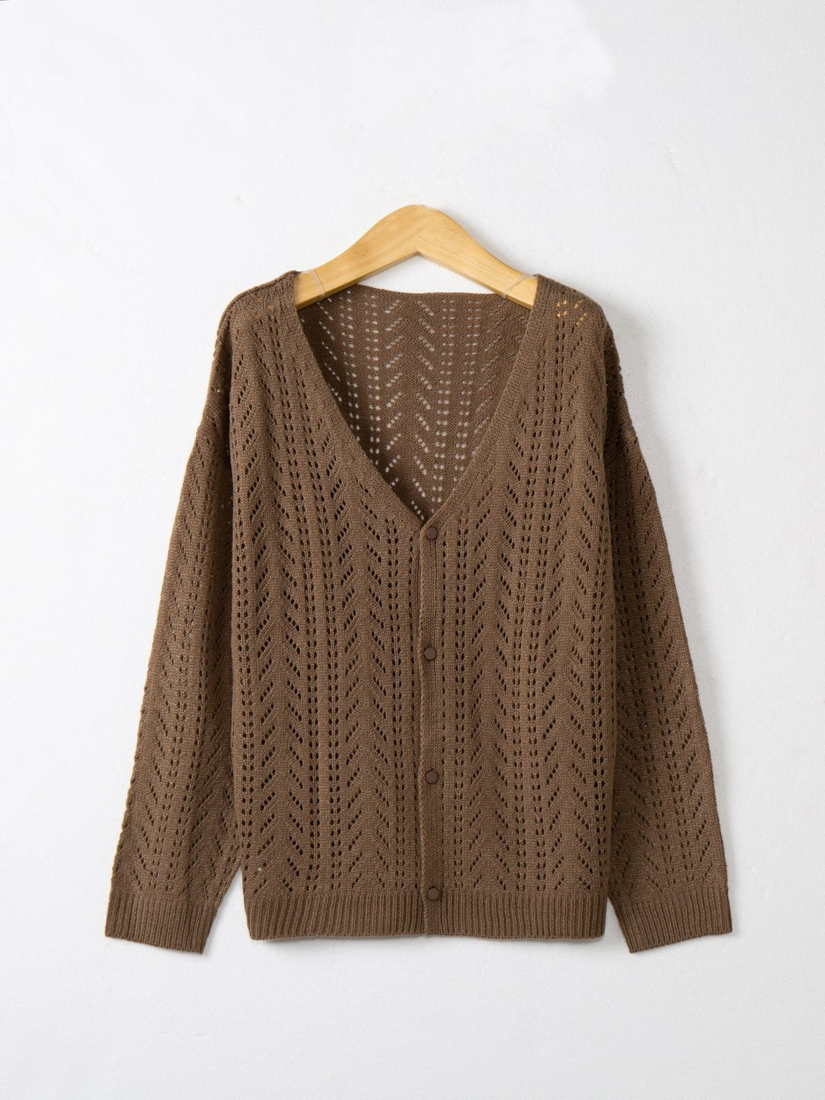 V neck openwork cardigan full outfit