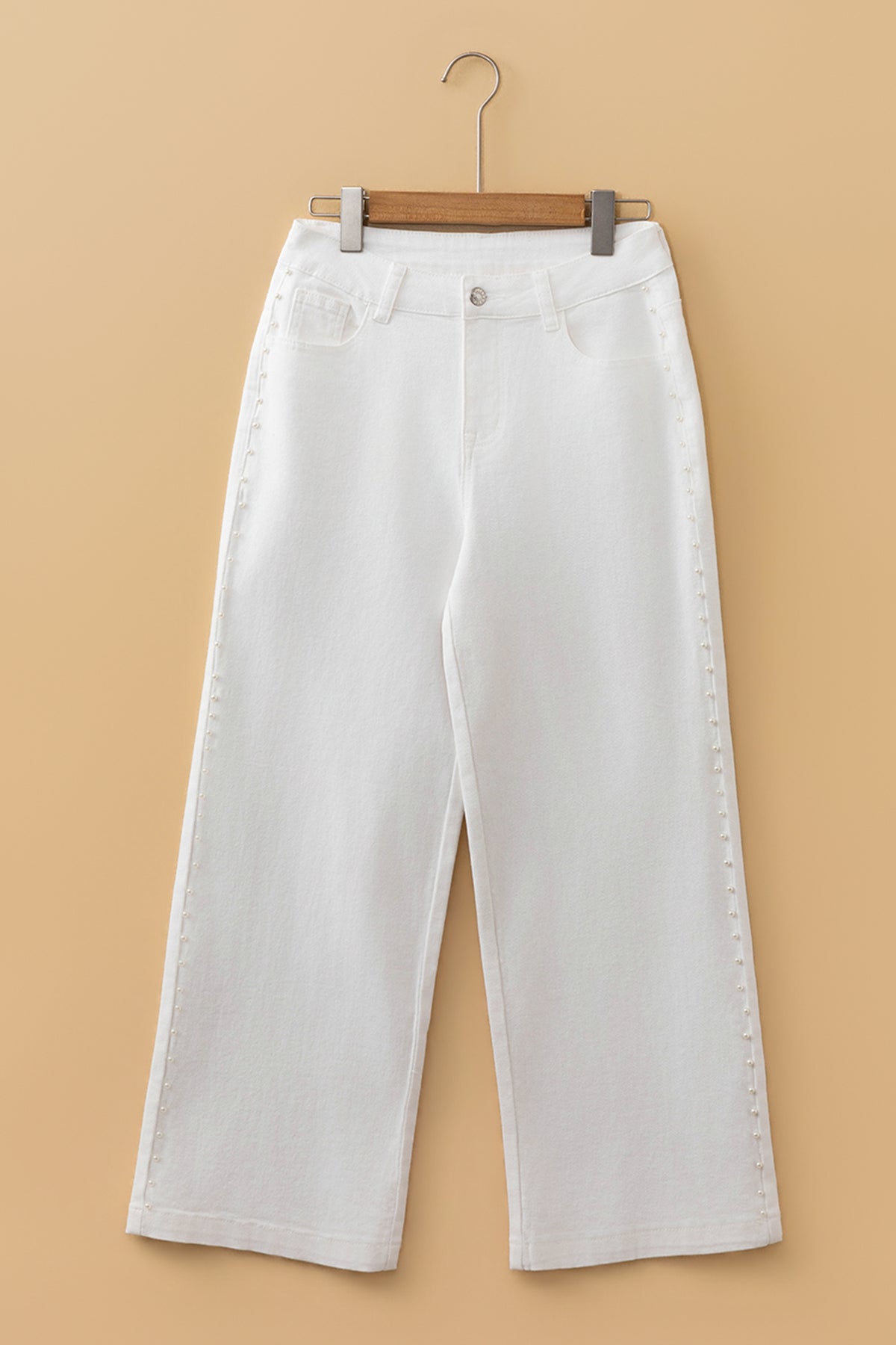 White cotton denim fabric detail