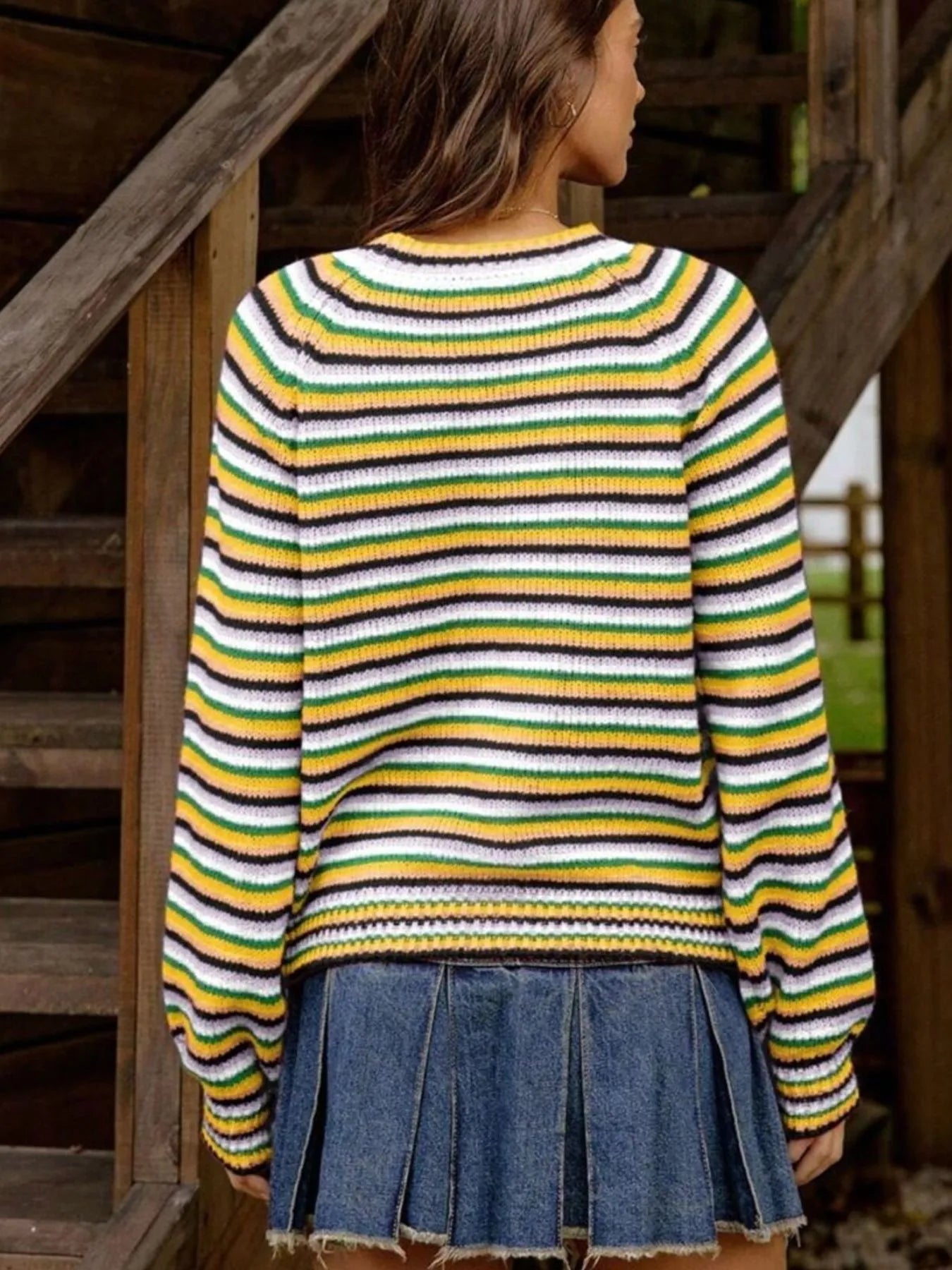 Rainbow Striped Pullover Sweater - Fashorio