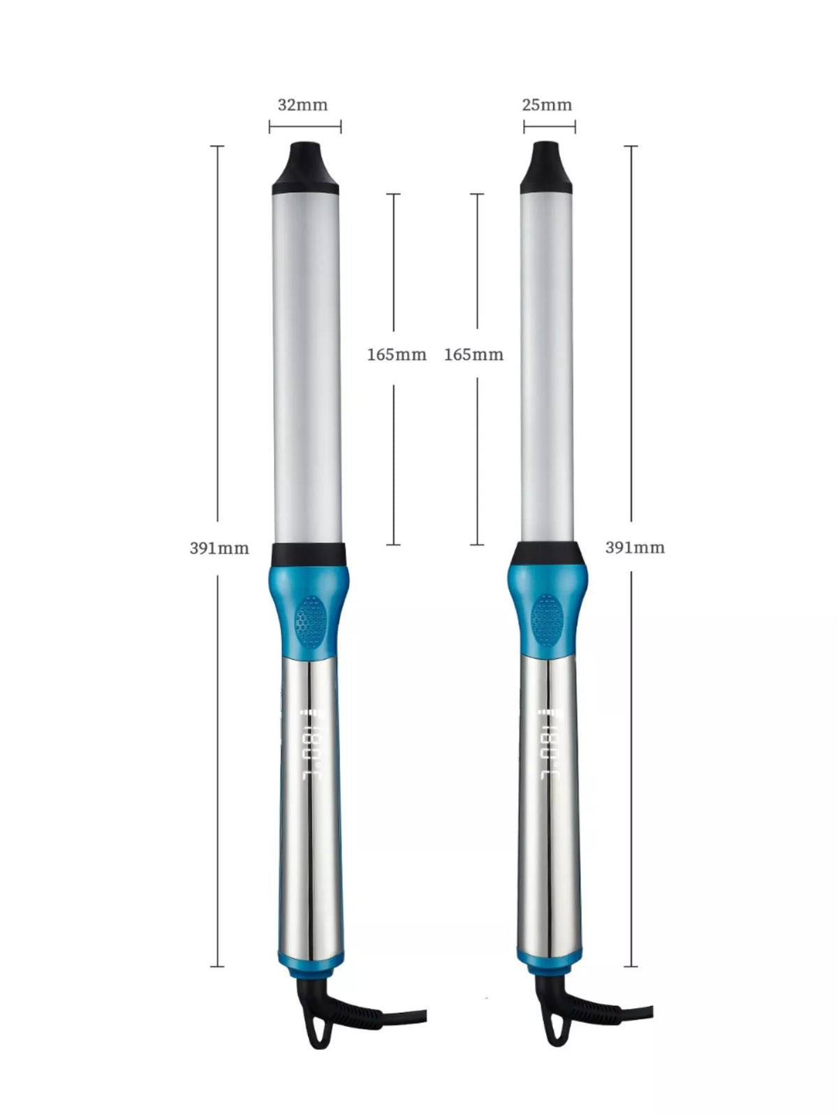Fast heating curling iron on white background