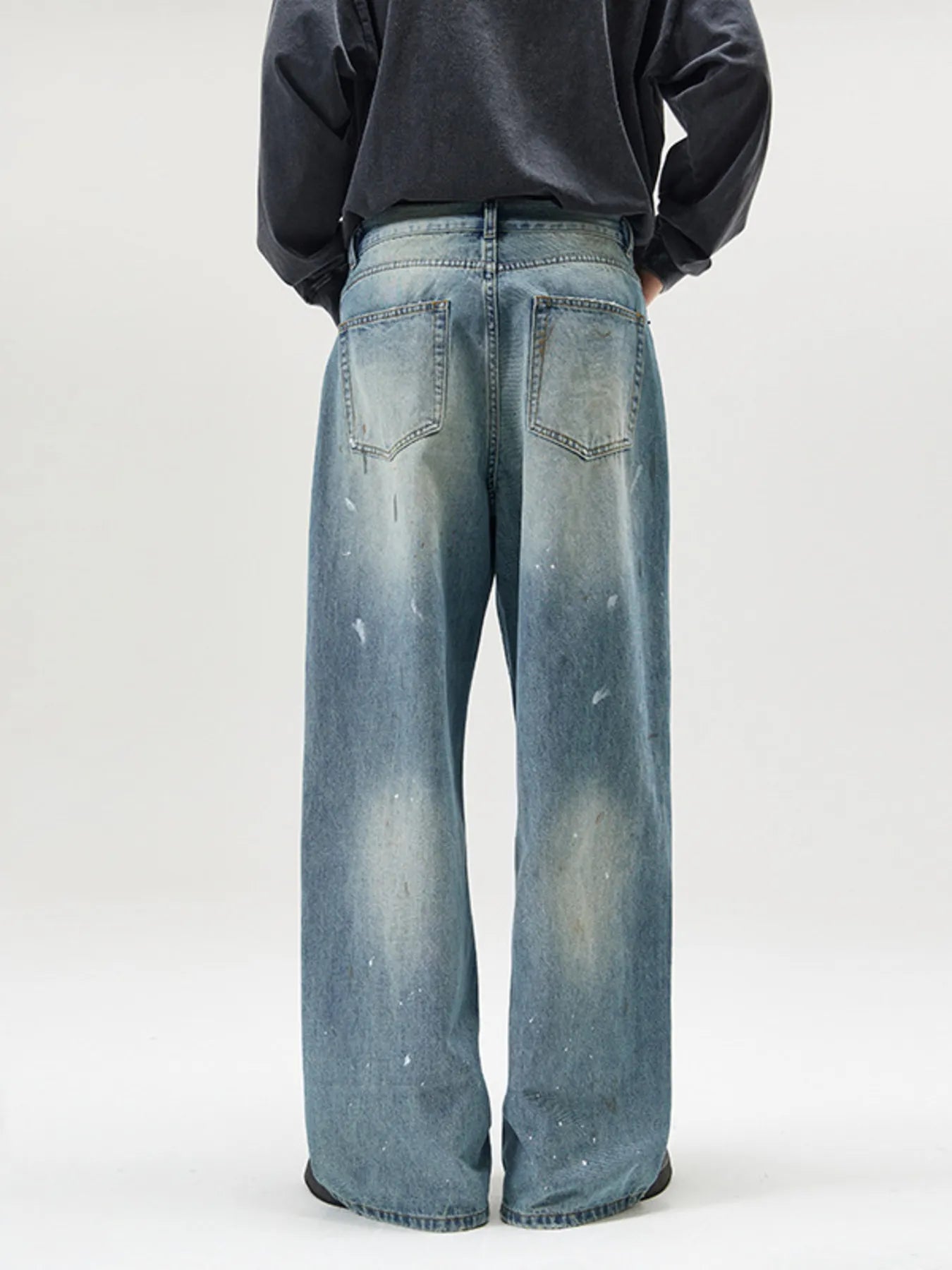 Men's Vintage Washed Wide Leg Jeans - Fashorio