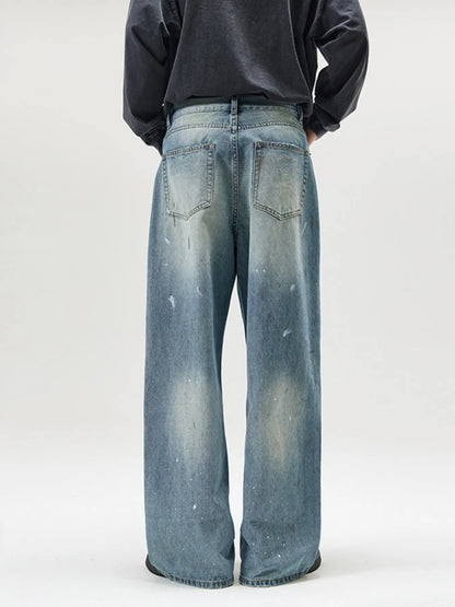 Men's Vintage Washed Wide Leg Jeans - Fashorio