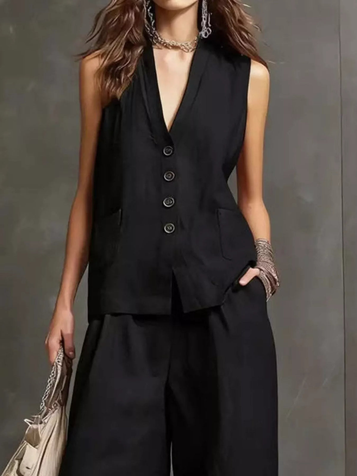 Rayon two piece set shown in an alternate color