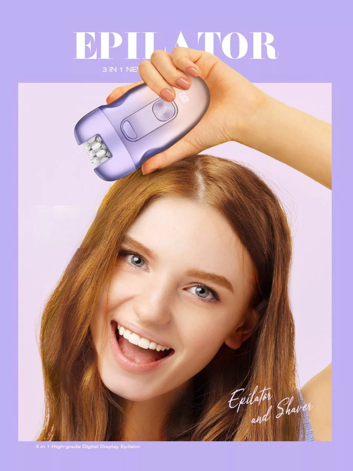 Portable epilator side profile in lavender
