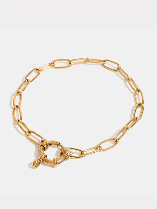 18K Gold-Plated Stainless Steel Chain Bracelet Gold One Size - Fashorio