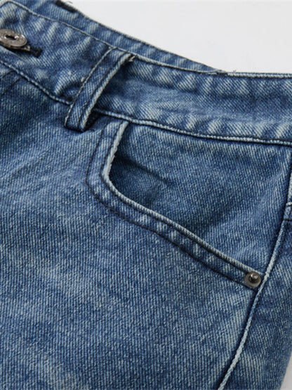 Men's Distressed Wide Leg Denim Shorts - Fashorio