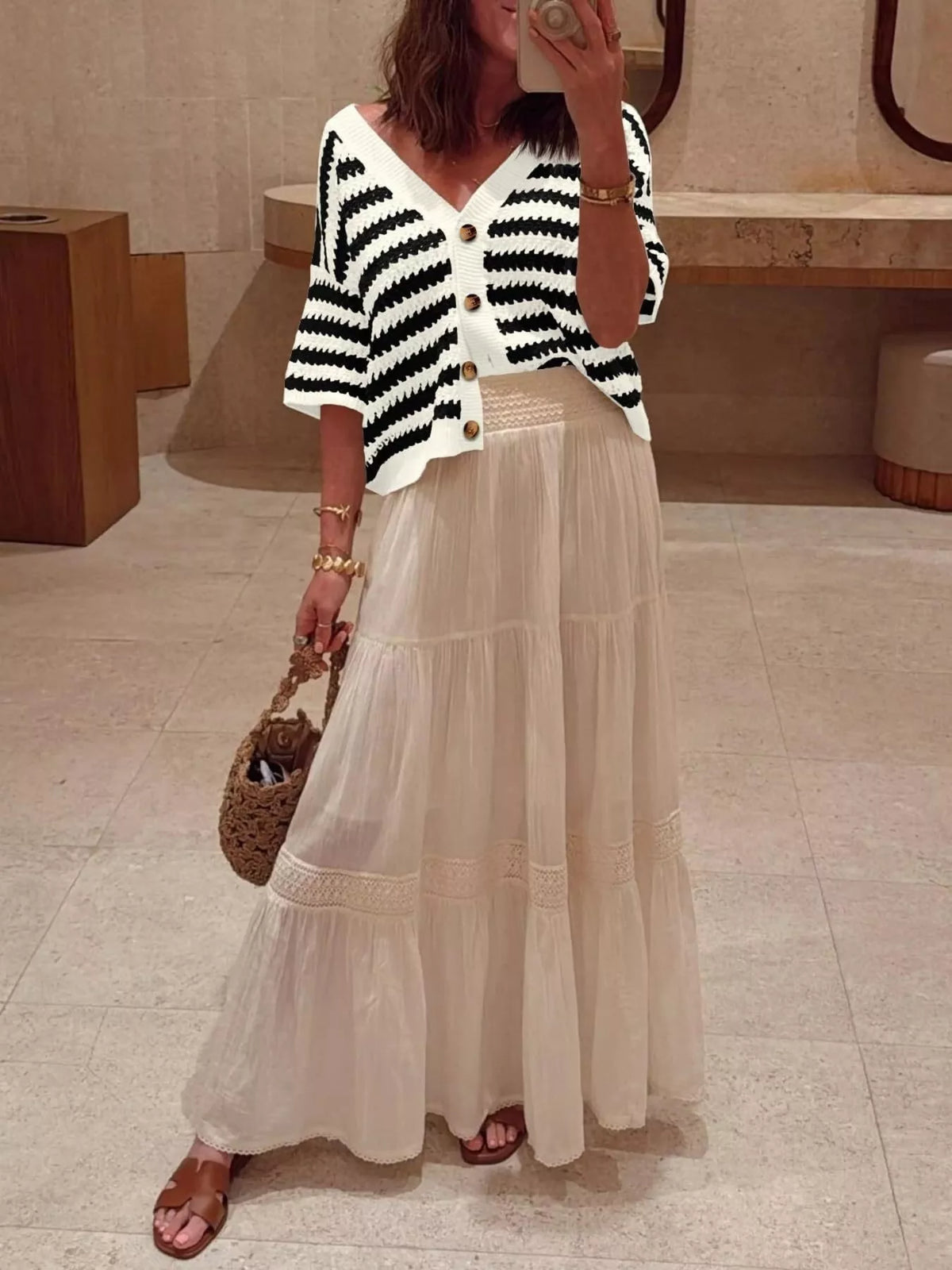 Striped Button Up Cardigan, view 15
