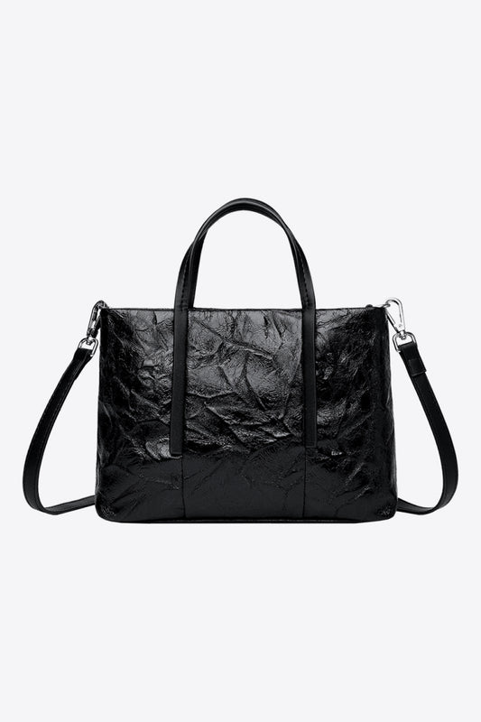 PU Leather Handbag Black One Size - Fashorio