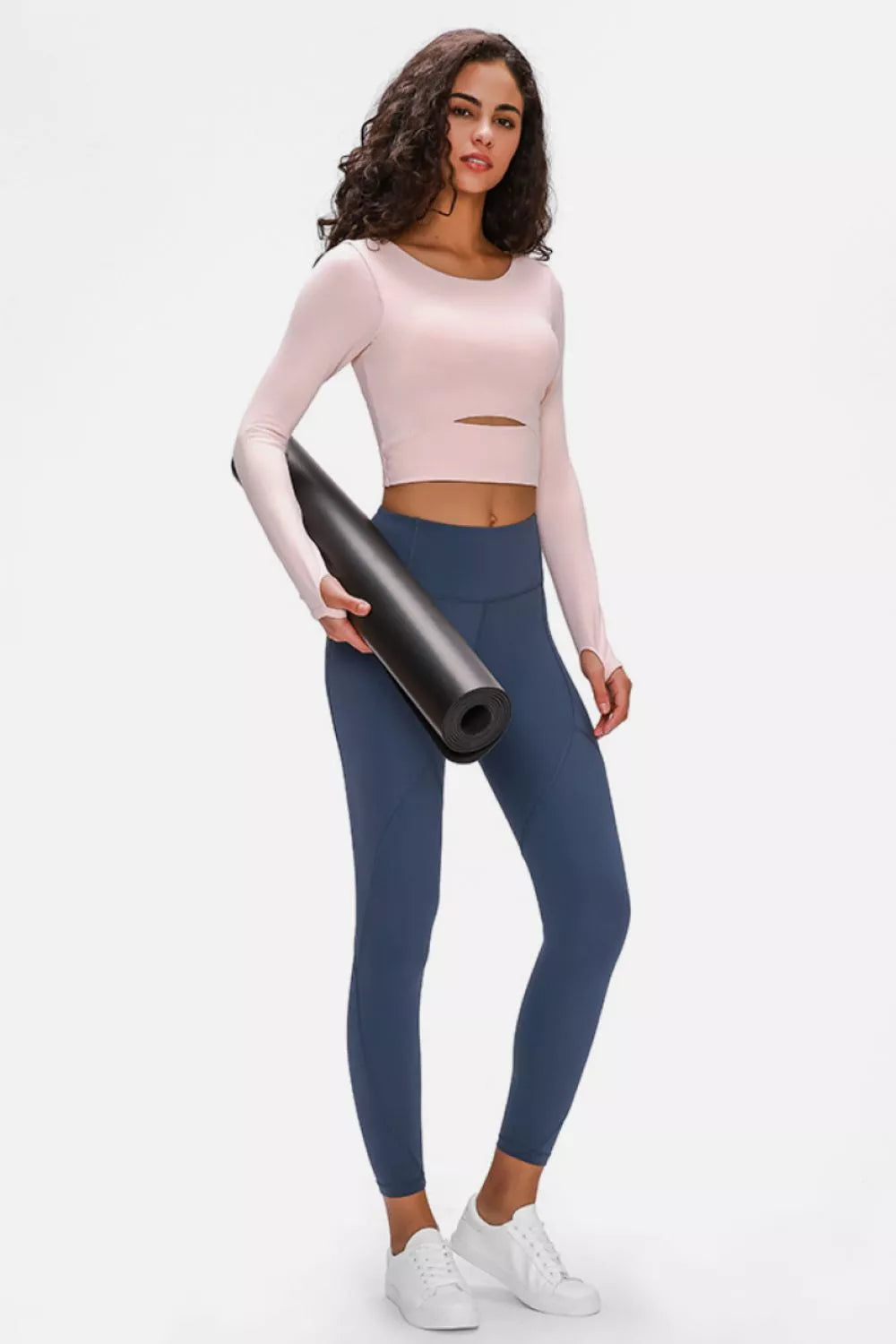 long sleeve cropped active top back view