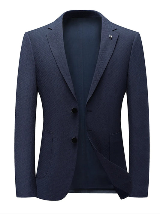 Men's Button Up Long Sleeve Blazer Navy - Fashorio