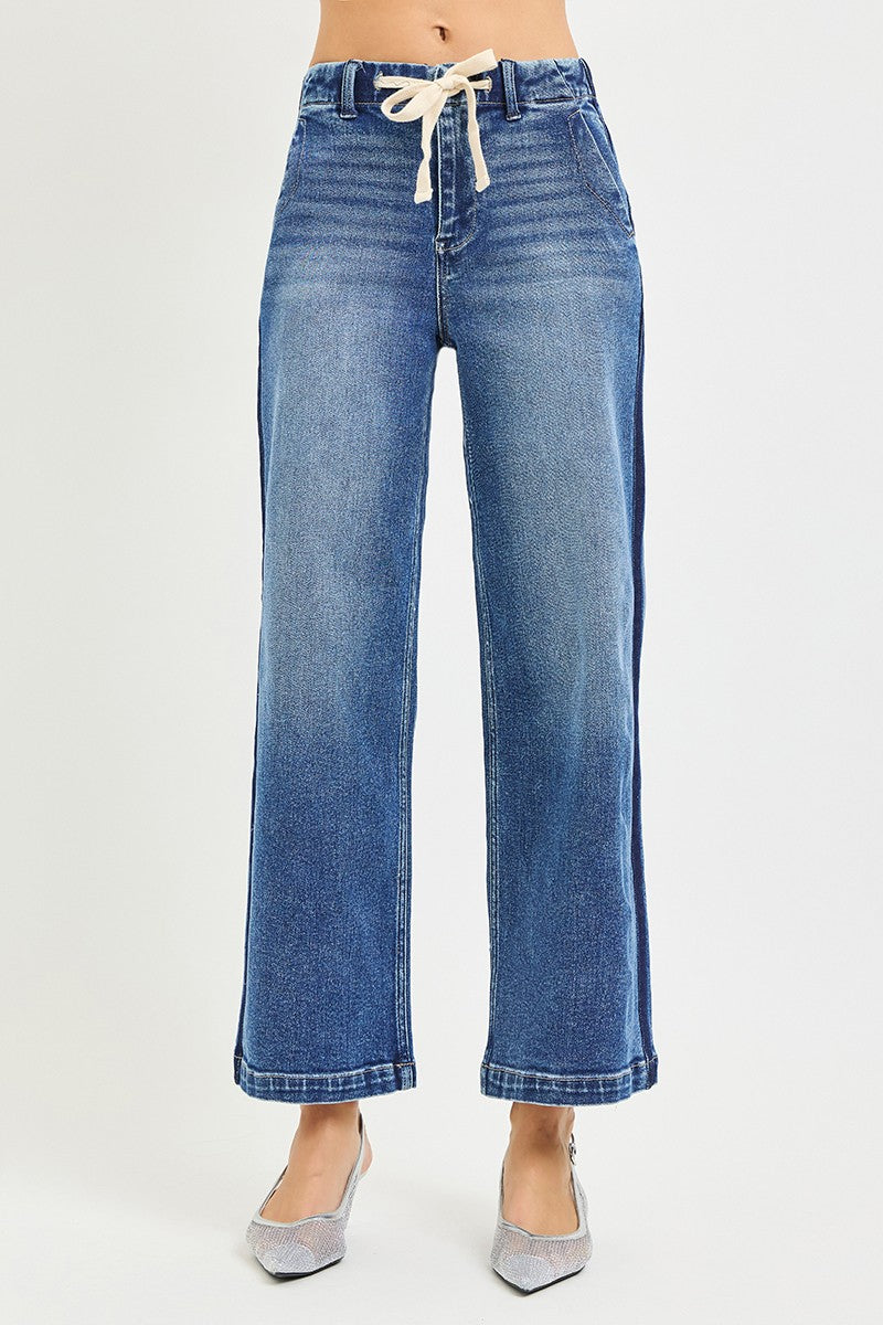 RISEN cropped wide leg jeans side profile