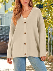Button Down Long Sleeve Cardigan Dust Storm - Fashorio