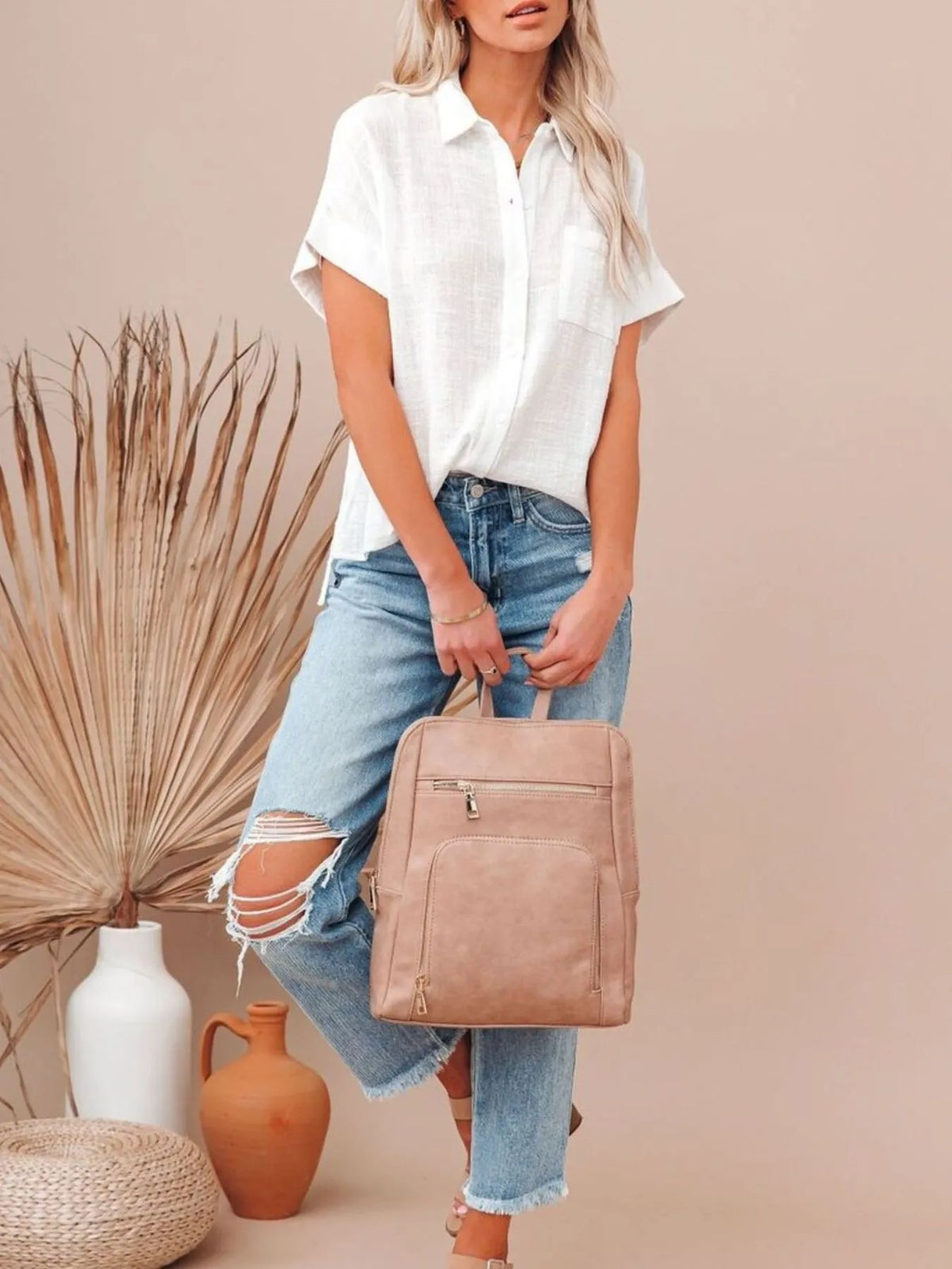 White cotton shirt full length styling