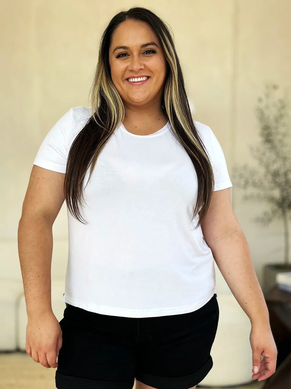 Round Neck Short Sleeve Slit Tee, view 15