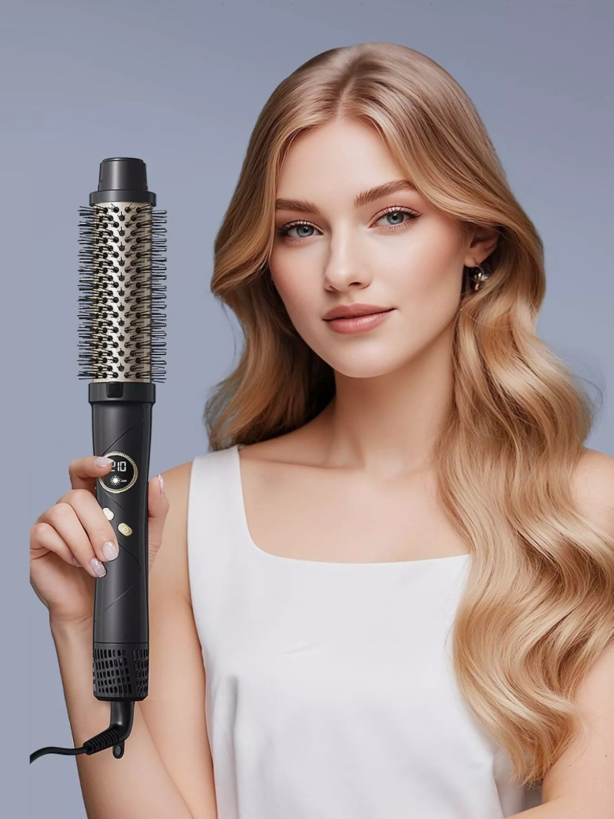 Hot air brush bristle head close up