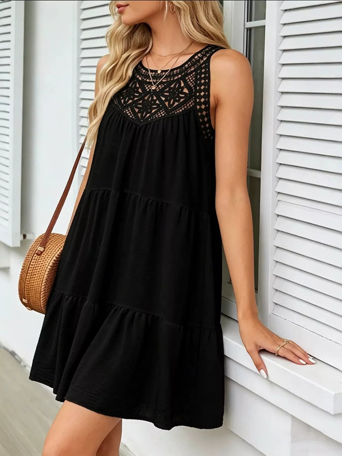 Tiered skirt detail on the Shamara dress