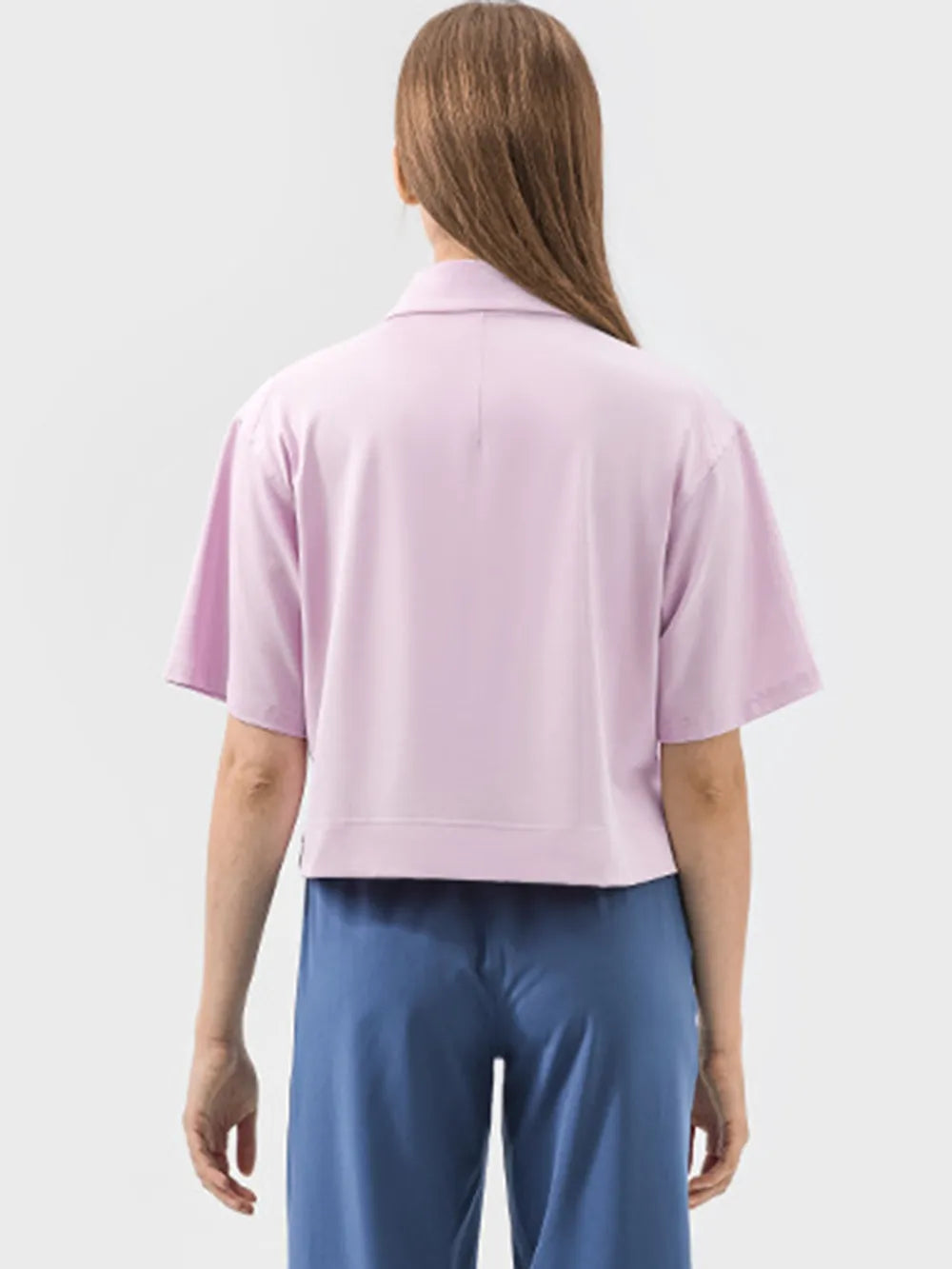 Half button short sleeve active tee back detail