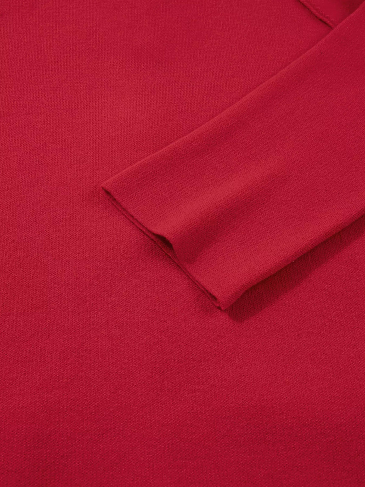 Collared button front wrapped cardigan in scarlet close up detail