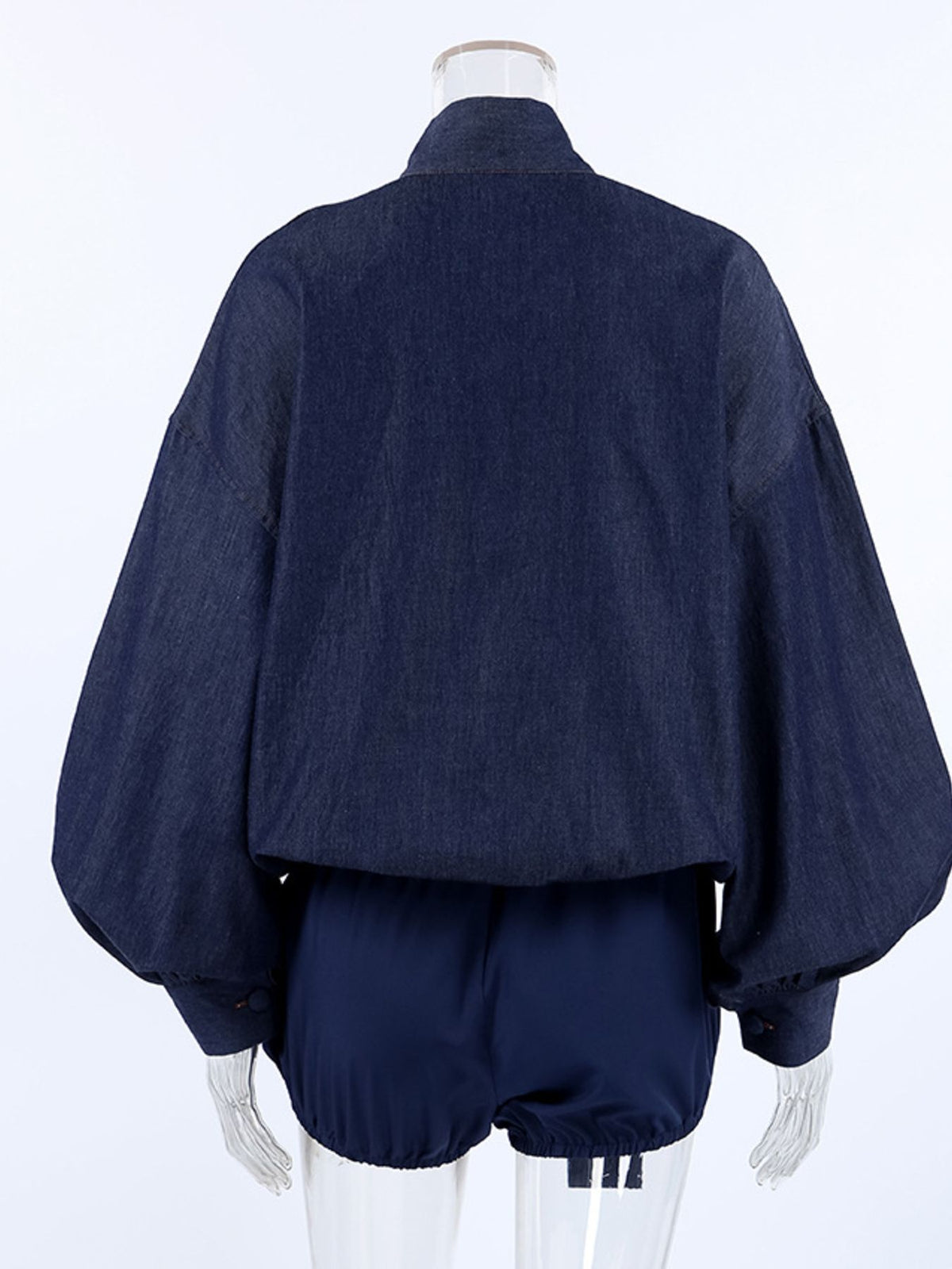Navy denim two piece set styled look