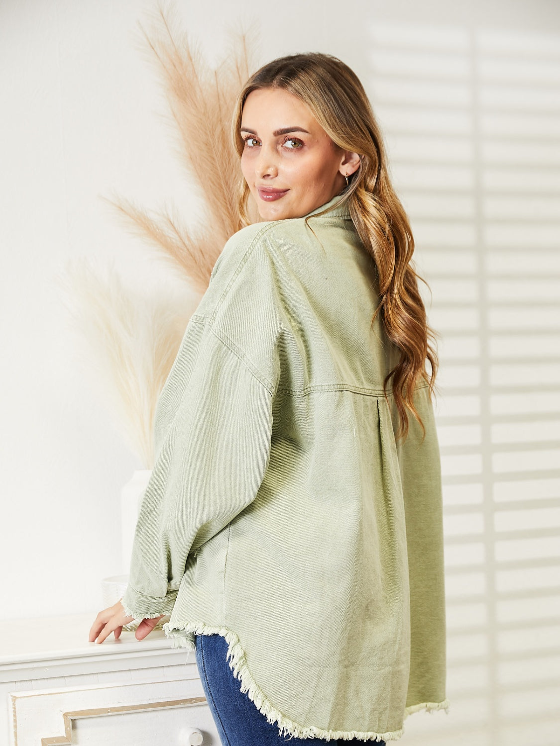 Distressed Raw Hem Denim Jacket - Fashorio