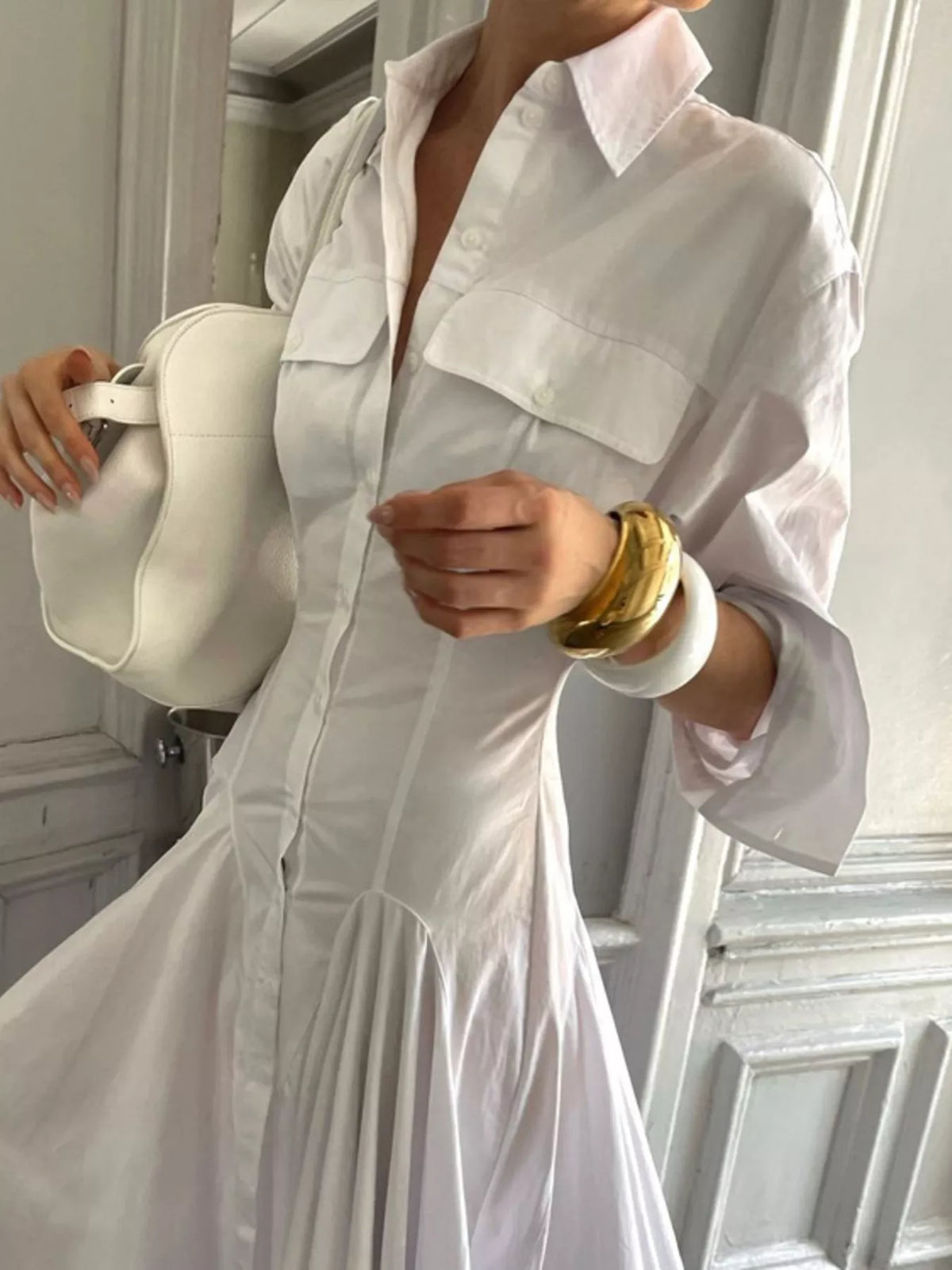 Side view showing the full maxi length