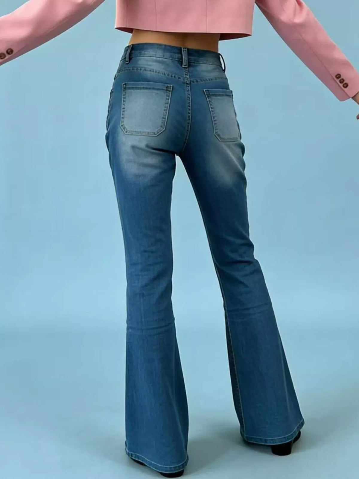 High Waist Button Fly Flare Jeans Plus Size, view 11
