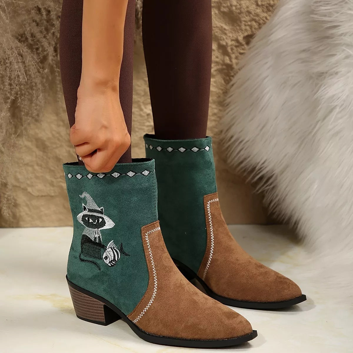 Western Cowboy Boots with Embroidered Design lifestyle view