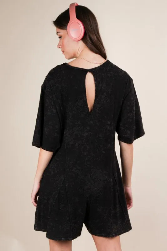 Mineral Washed Oversized Knit Comfy Romper side view